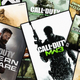 A collage of all the various Modern Warfare video game covers in a big pile.
